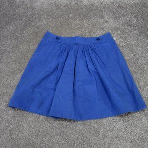 See By Chloe Pleated Skirt Womens 6 Us Blue Linen Cotton Preppy